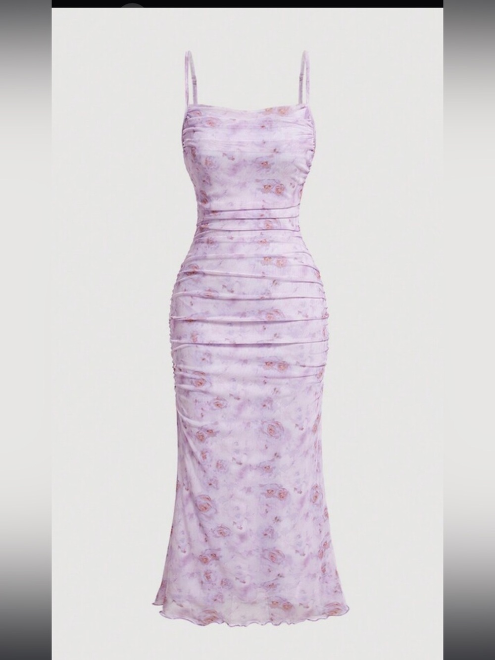 SHEIN Lavender Floral Satin Maxi Slip Dress